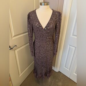 MAC DUGGAL Sequin Wrap Dress
